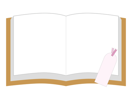 本のフレームとピンクの栞 本,フレーム,枠,読書,読書の秋,読書週間,本屋,図書館,図書室,書店のイラスト素材