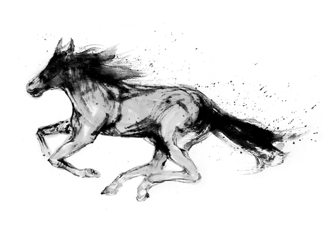 馬の水墨画 馬,水墨画,水墨,年賀状,墨,午のイラスト素材