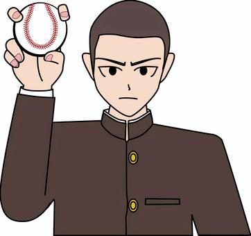 野球部男子 高校生,男子,坊主,野球,ボール,持つ,野球部,部活,手,イメージのイラスト素材