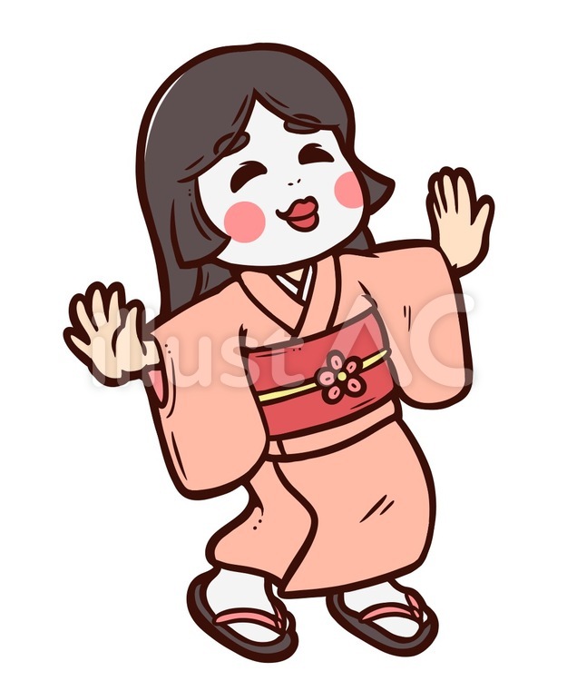 踊るおかめ風の人 おかめ,お多福,福のイラスト素材