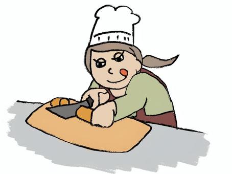 野菜を切って料理をする女性 料理,切る,女性,野菜,シンプルのイラスト素材