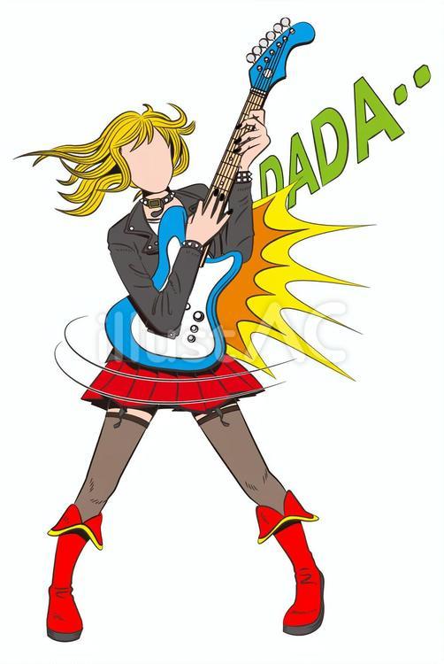 ギターを持ったロックな女の子 ギター,女の子,ロックのイラスト素材