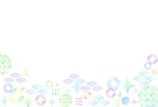 和モダンのカラフルな水彩背景素材 背景,年賀状,和柄,フレーム,見出し,タイトル,七宝,青海波,水彩,メンフィスのイラスト素材