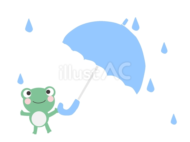 大きな傘を持ったカエル 傘,カエル,雨のイラスト素材