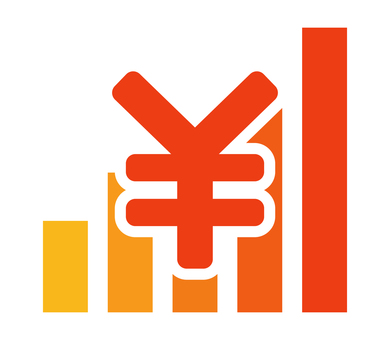 棒グラフと円マーク お金,グラフ,棒グラフ,アイコン,日本円,金融,売上,ビジネス,データ,統計のイラスト素材