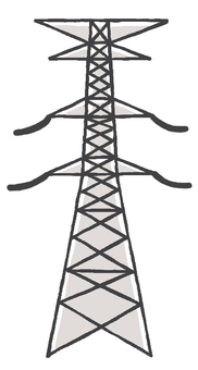 鉄塔  送電線 鉄塔,高圧電線,風景,送電設備,グレー,シンプルのイラスト素材