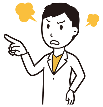  男性医師白衣(黄)-027-バスト 怒る,医者,医師,男性,白衣,スクラブ,病院,医療,ドクターコート,先生のイラスト素材