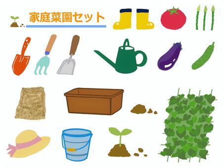 家庭菜園セット 家庭菜園,ベランダ菜園,コンテナ栽培,ガーデニング,プランター,水やり,シャベル,スコップ,土入れ,移植ゴテのイラスト素材