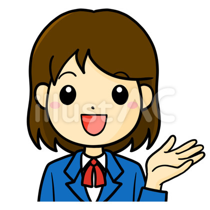 女子学生 案内 左手 笑顔