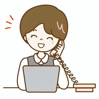 電話対応する女子社員 企業,会社,オペレーター,社会人,会社員,仕事,ol,女性,電話,コールセンターのイラスト素材