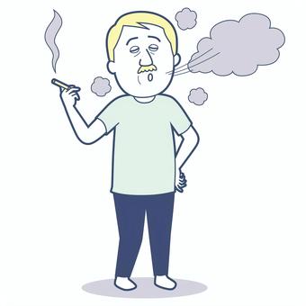 タバコを吸っている外国人の男性_淡色版 外国人,男性,おじさん,タバコ,全身,40代,50代,60代,ニコチン,スモーカーのイラスト素材