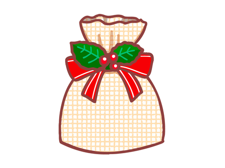 クリスマスプレゼント ヒイラギ（線あり） クリスマス,聖夜,イヴ,冬,12月,イベント,ホリデー,web素材,ウェブ,行事のイラスト素材