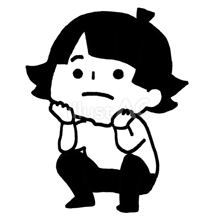 しゃがんでつまらなそうにしている子どもイラスト - No: 27387097｜無料イラスト・フリー素材なら「イラストAC」