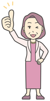  お金持ちマダム-080-全身 グー,おばさん,中年,女性,富裕層,マダム,裕福,お金持ち,ミセス,おばちゃんのイラスト素材