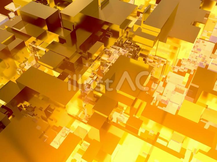 金のブロックの迷宮 3d,cg,ブロックのイラスト素材
