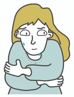 何か危険を感じてビクビクする女性 ビクビク,危険,感じる,女性,オドオド,危ない,恐れる,恐怖,不安,おびえるのイラスト素材