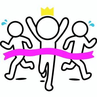 ゴールテープを切る人 ゴールテープ,1位,2位,3位,優勝,レース,徒競走,運動会,冠,焦るのイラスト素材