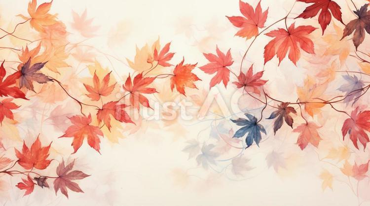 美しい紅葉の和風背景0 水彩,紅葉,秋のイラスト素材