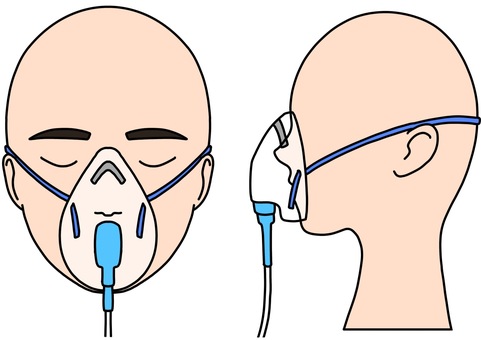酸素マスク 横顔と正面カラー 酸素マスク 横顔と正面カラー 酸素マスク,横顔,正面,装着,カラーのイラスト素材