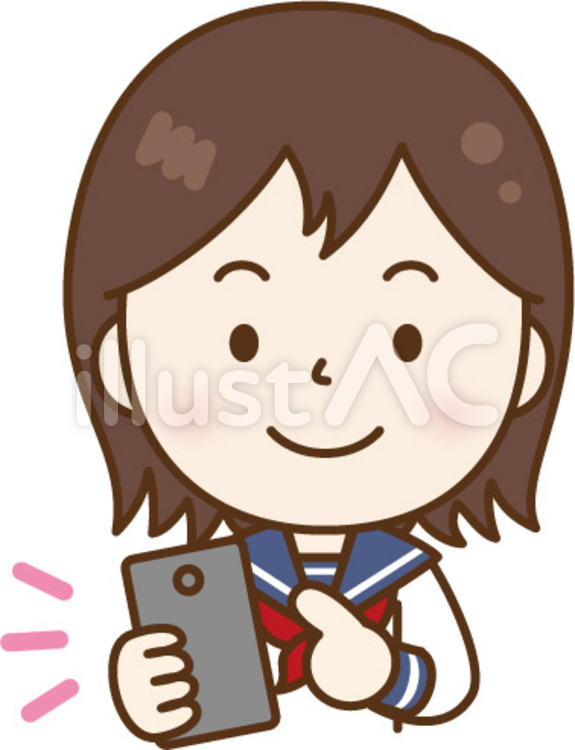 スマホ操作のセーラー服の女性　白A スマホ,女性,学生のイラスト素材