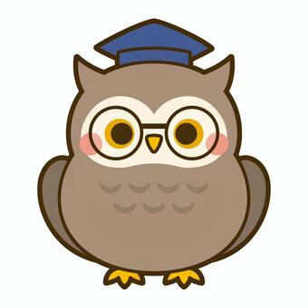 フクロウ先生 フクロウ,先生,博士,キャラクター,動物,鳥,かわいいのイラスト素材