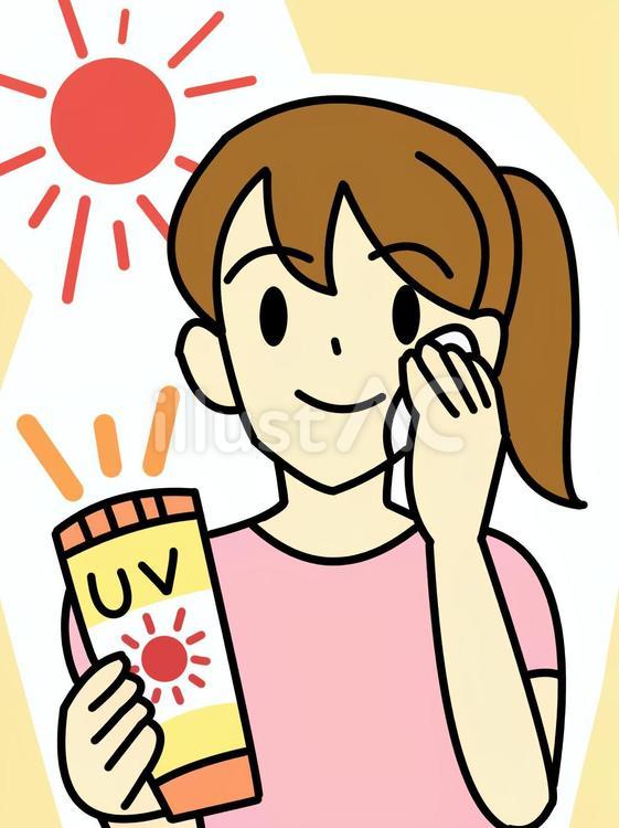 日焼け止めを塗る　背景あり 日焼け止め,塗る,女性のイラスト素材