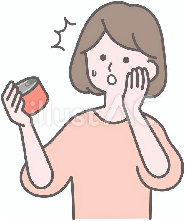 消費期限切れに気付く女性　賞味期限切れ 驚く,気付く,女性のイラスト素材