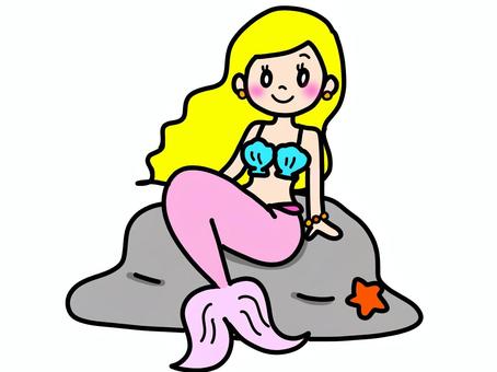 可愛いマーメイド かわいい,マーメイド,人魚姫,人魚,美女,金髪,ロングヘア,シンプル,美人,女性のイラスト素材