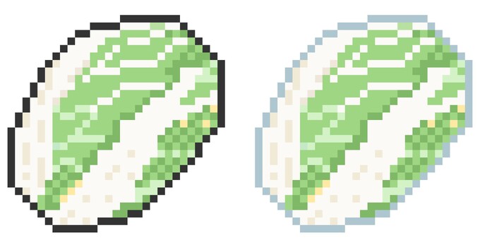 ドット絵の白菜２個セット 白菜,ドット絵,野菜,食べ物,冬野菜,植物,ピクセルアート,かわいい,ゲーム,アイテムのイラスト素材