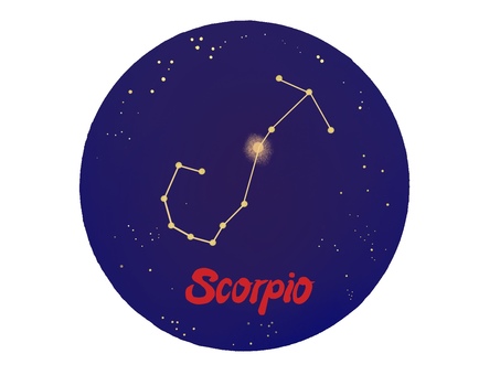 SCORPIO 星空　星座線 蠍座,星空,夜空,星座線,12星座,星占い,占星術,誕生日,ギリシャ神話,夏の星座のイラスト素材