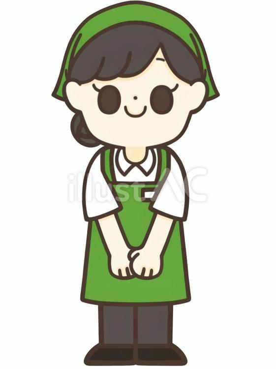 お辞儀をする女性店員 女性,店員,スタッフのイラスト素材