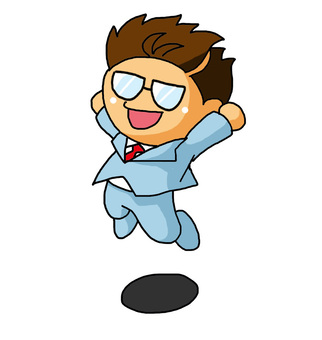 Glasses office worker happy, businessman, office worker, jump, JPG and PNG