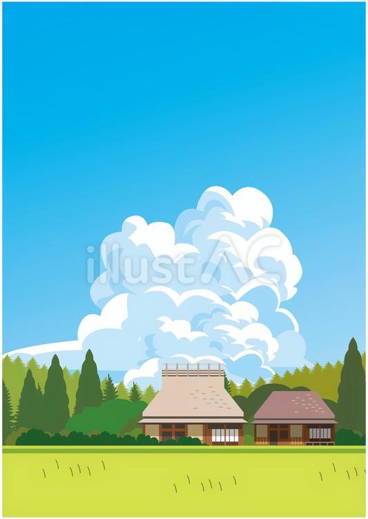 日本の夏の田舎風景 夏,夏季,自然のイラスト素材