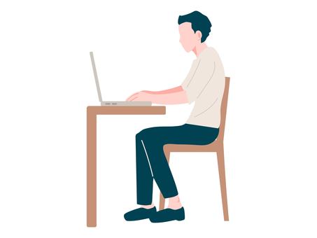 Illustration, आदमी, पीसी, ऑपरेटिंग, 