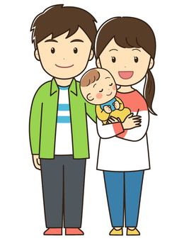 赤ちゃんと夫婦, une famille, les gens, couple, JPG, PNG and AI