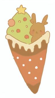 ツリーとトナカイのクレープ クリスマス,クリスマスツリー,星,トナカイ,動物,クレープ,スイーツ,お菓子,デザート,クリームのイラスト素材