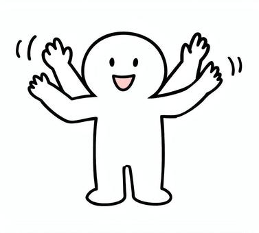 手を盛んに振る棒人間 振る,手,笑顔,線画,キャラクター,手描き,手書き,イラストのイラスト素材