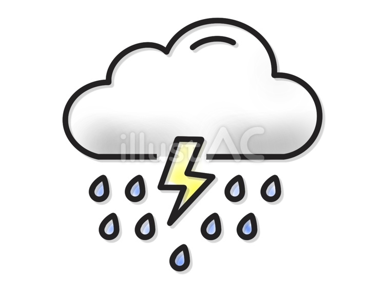 雷雨を表す天気アイコンイラスト	 雷,稲妻,嵐のイラスト素材