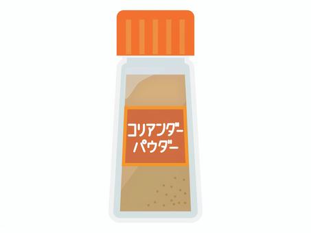 コリアンダーパウダー コリアンダー,コリアンダーパウダー,パクチー,スパイス,調味料,調理,料理,香辛料,瓶入りスパイス,瓶入り調味料のイラスト素材