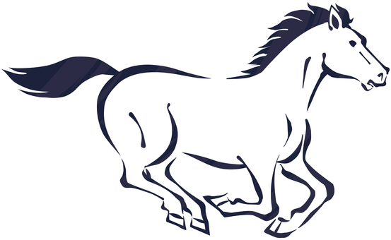 筆書き風の駆ける馬　黒 馬,午年,駆ける,お正月,動物,生き物,干支,2026年,令和8年,新年のイラスト素材