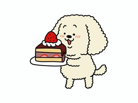 わーい！ケーキだ！嬉しい犬さん いぬ,チョコレートケーキ,ケーキ,誕生日,パーティ,クリスマス,スイーツ,洋菓子,苺,スポンジのイラスト素材