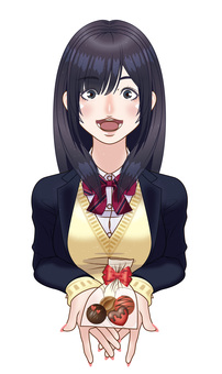 義理チョコをくれる女性【10】 バレンタイン,チョコレート,チョコ,女性,コスプレ,制服,jk,女子高生,本命,義理チョコのイラスト素材