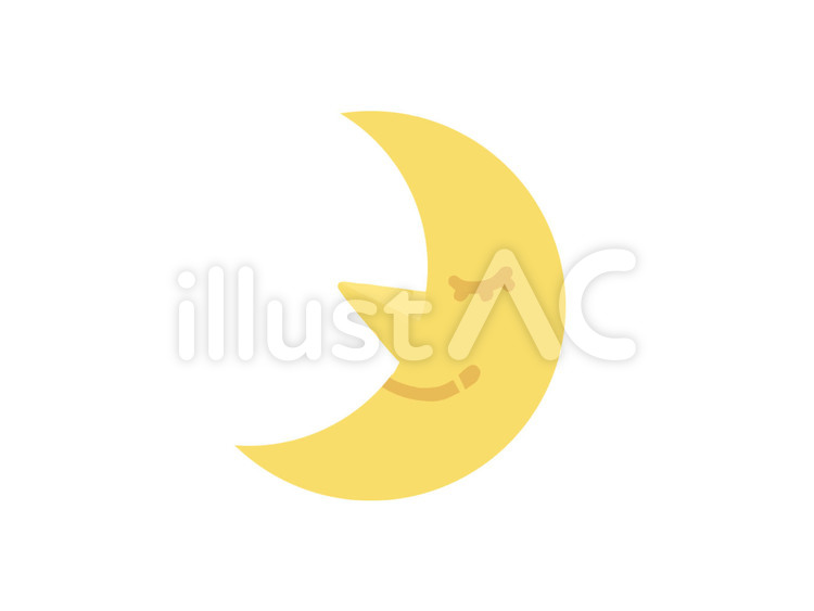 顔つき月　アイコン 月,夜,顔のイラスト素材