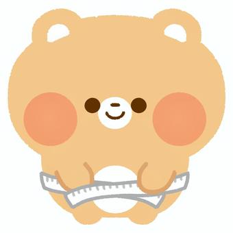 腹囲をはかるくま 腹囲,ウエスト,メジャー,くま,ダイエットのイラスト素材