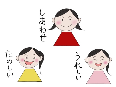 特別支援学級用のイラスト 絵カード,教育,掲示,気持ち,うれしい,楽しい,しあわせ,印刷用,プリント,小学校のイラスト素材