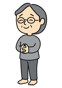 満腹の老人 満腹の老人 人物,満腹,満足,笑顔,食後,男,普段着,日常,旦那のイラスト素材