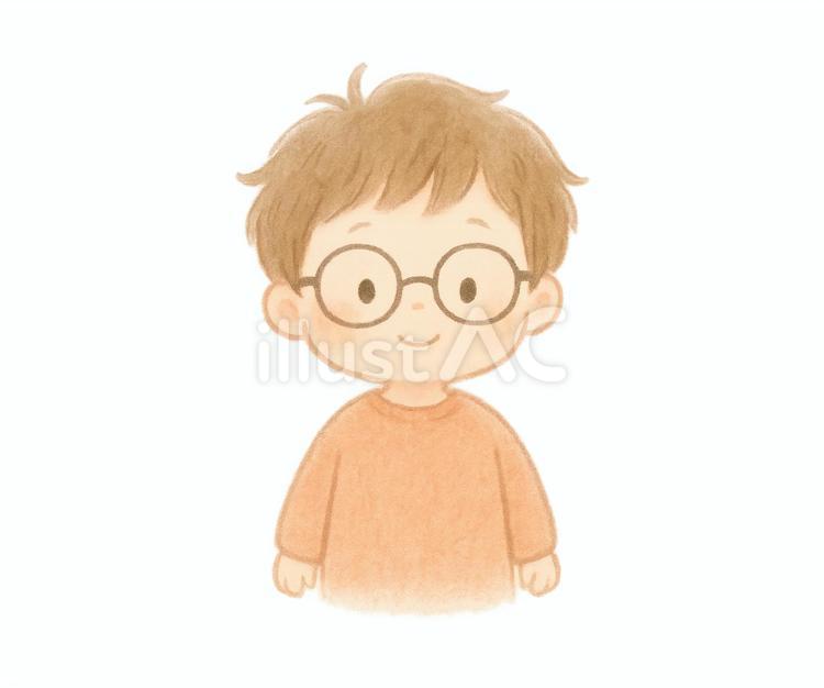 メガネをかけた男の子のふんわりイラスト 人間,人,人物のイラスト素材