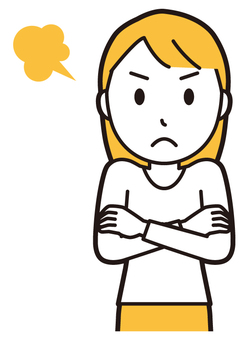  ロングヘア女性(黄)-223-バスト 怒る,女性,女の子,人物,かわいい,怒り,キレる,ムカつく,喧嘩,プンプンのイラスト素材