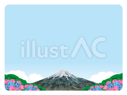 背景フレーム(71)富士山とあじさいと雲