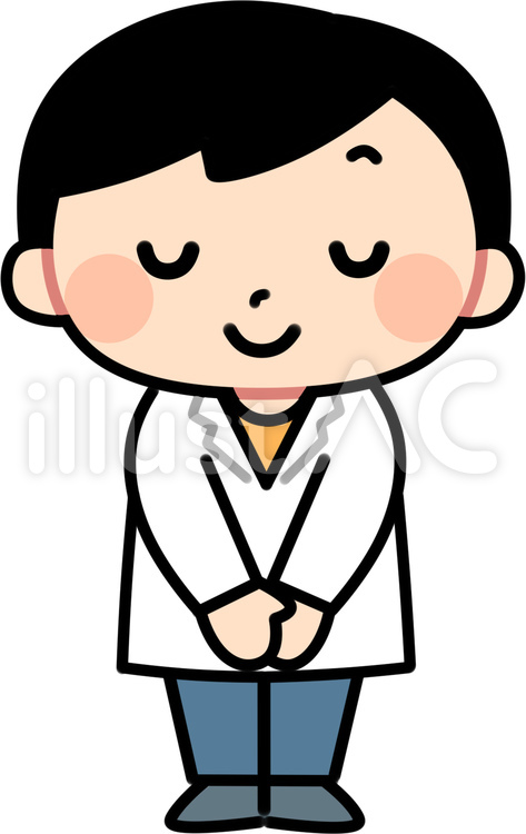 お辞儀をする白衣の男の子 人物,子供,男の子のイラスト素材